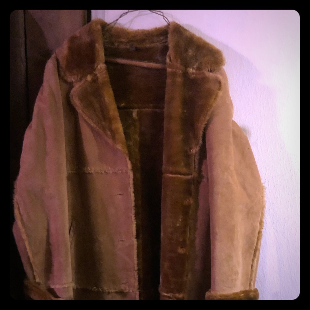 Full length leather and fur coat